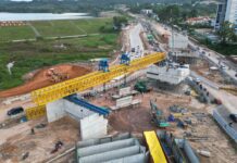 Pekerjaan Flyover Sei Ladi Memasuki Tahap Pemasangan Balok Girder