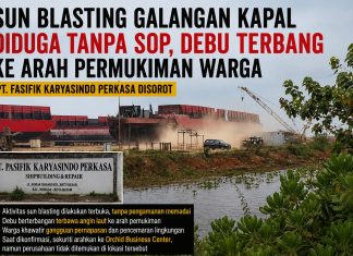 Aktivitas Sandblasting di Galangan Kapal Batam PT Pasifik Karyasindo Perkasa Diduga Tanpa Pengendalian Debu Memadai